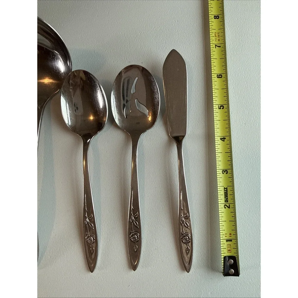 VTG Oneida Community MY ROSE Lot Of 10 Serving Pieces Stainless Flatware Read